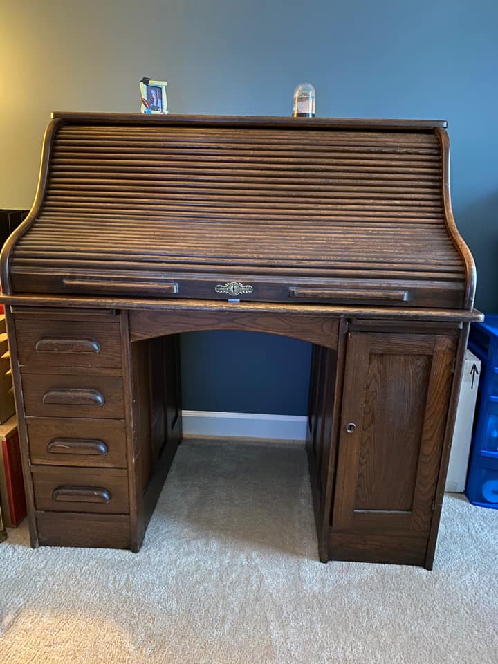 Roll-top desk before